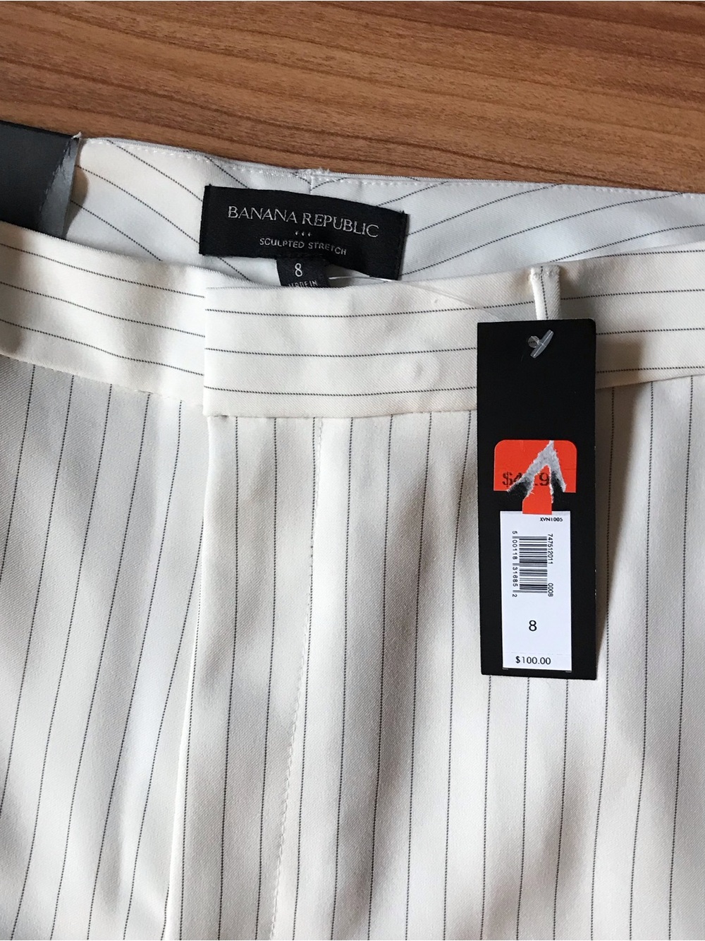 Banana Republic Cream Pinstripe Trousers size 8